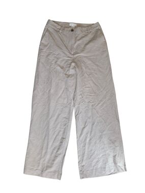 H&M Women's Wide Leg Linen-Blend Pants Light Beige Size 8. NWT.